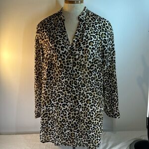 H&M Divided Leopard Print Tab Sleeve Tunic Size 8